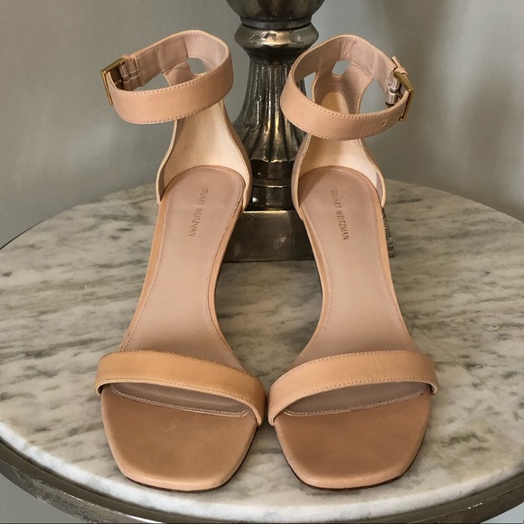 Stuart Weitzman Square Toe Ankle Strap Nudist Sandal, EUC, Sz 9.5 - Picture 11 of 11